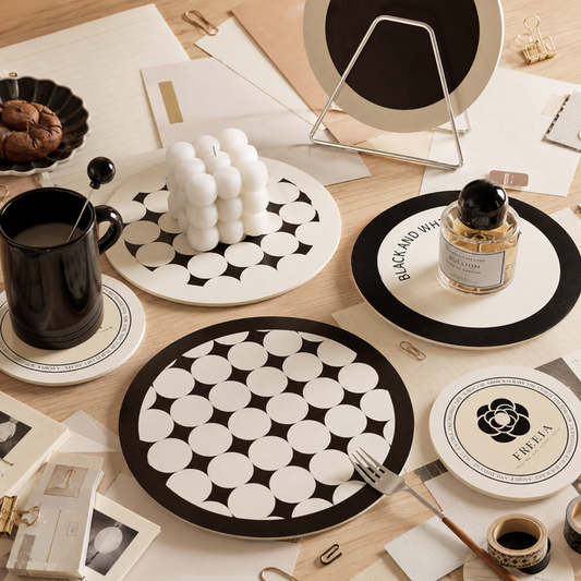 Monochrome Leather Look Coaster Set