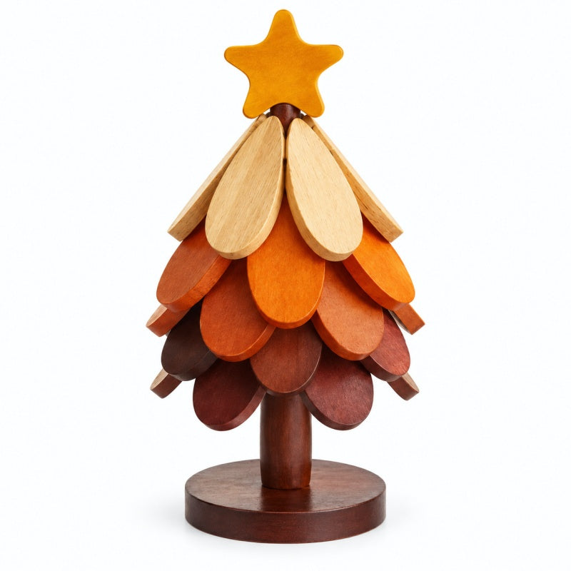 Extra Thick Christmas Tree Shaped Wooden Hot Pad Set