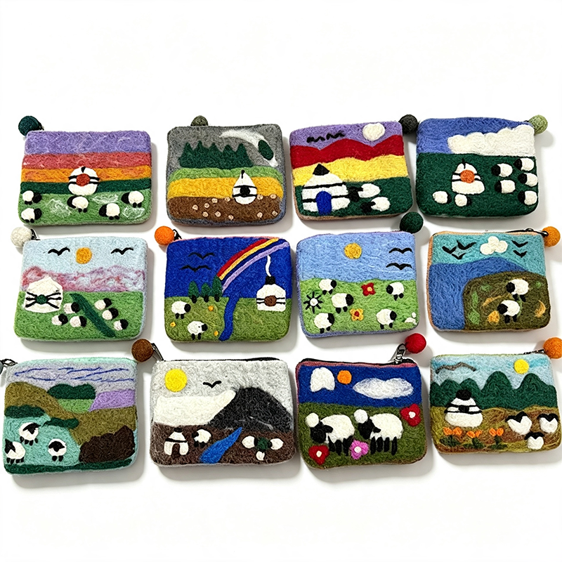 5 Pastoral Sheep Knitted Zip Pouch