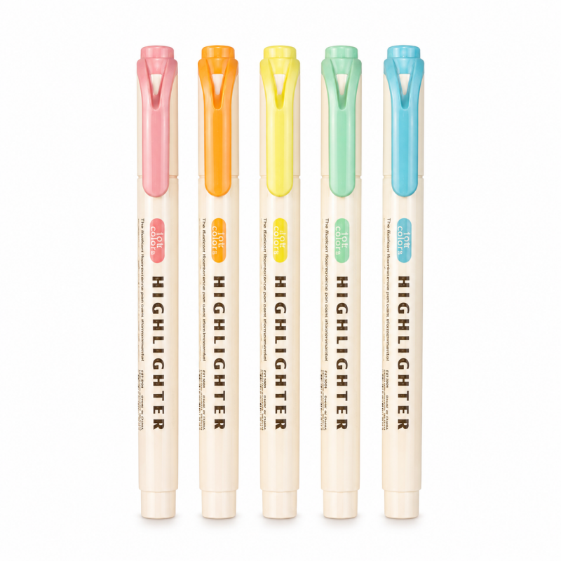 Multicolor Chisel Tip Highlighter Set