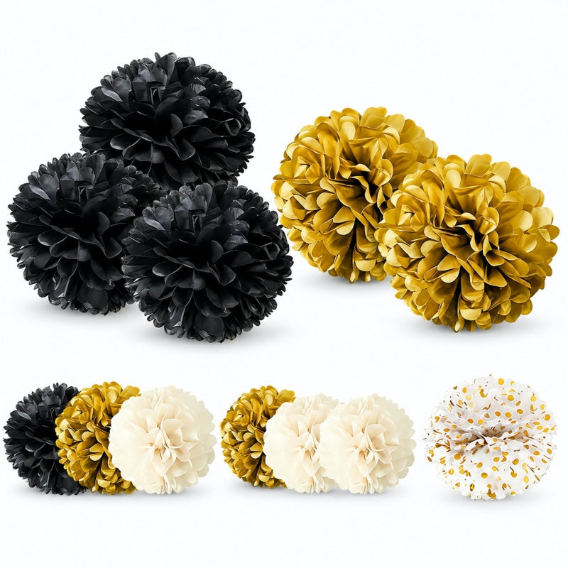 12-Piece Tissue Paper Pom Pom Party Decoration Set