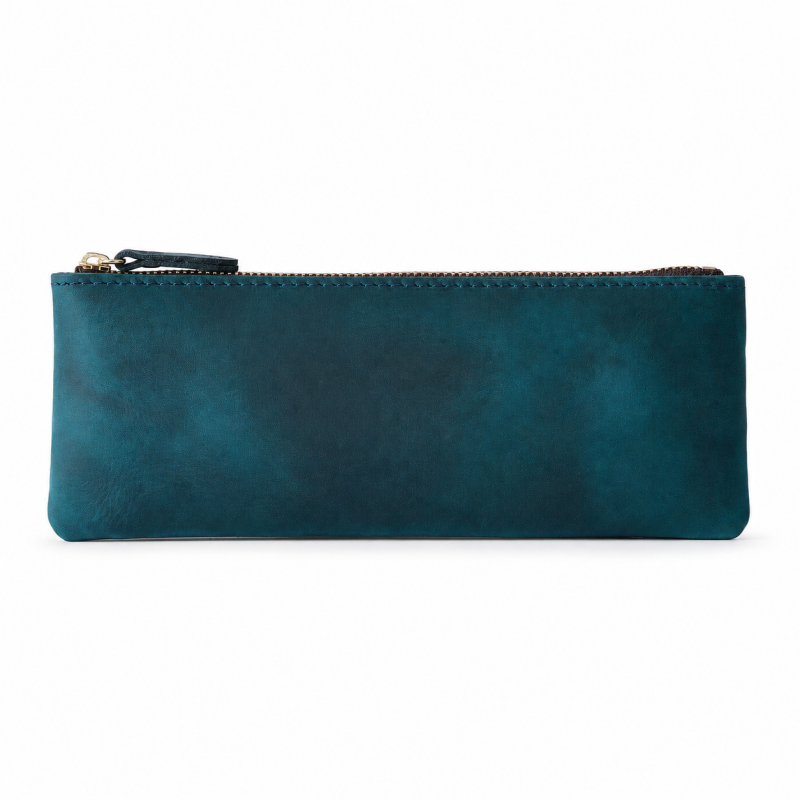 Flat Vintage Leather Pencil Pouch