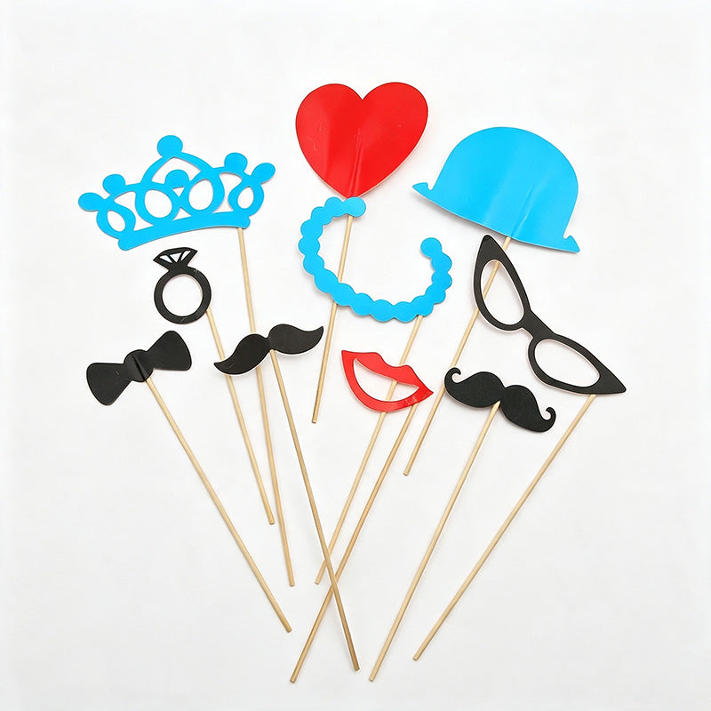 10 Assorted Party Photo Booth Prop Set