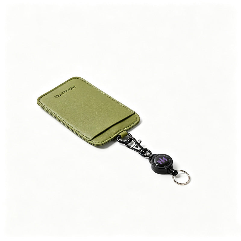 PU Leather Retractable ID Badge Holder