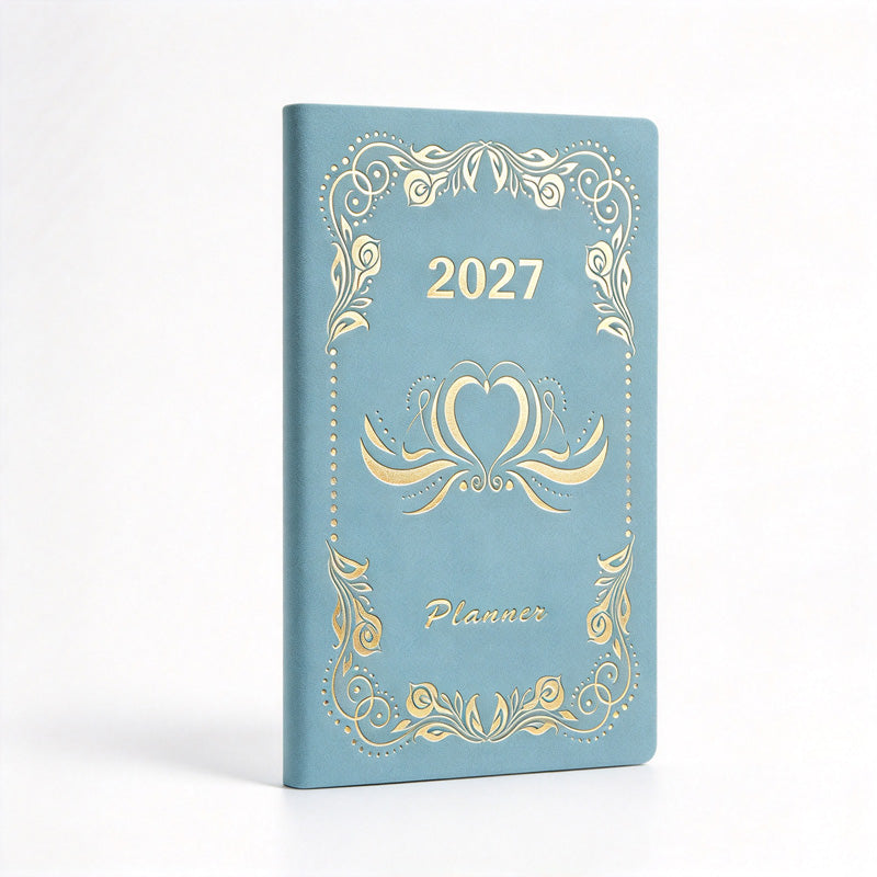 2027 Weekly Planner with Gold-Stamped Soft Leather Cover