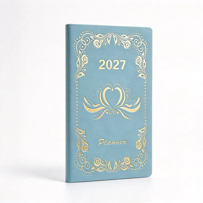 2027 Weekly Planner with Gold-Stamped Soft Leather Cover