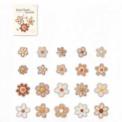 Knit Floral Accent PET Stickers - Printed Embroidery Effect