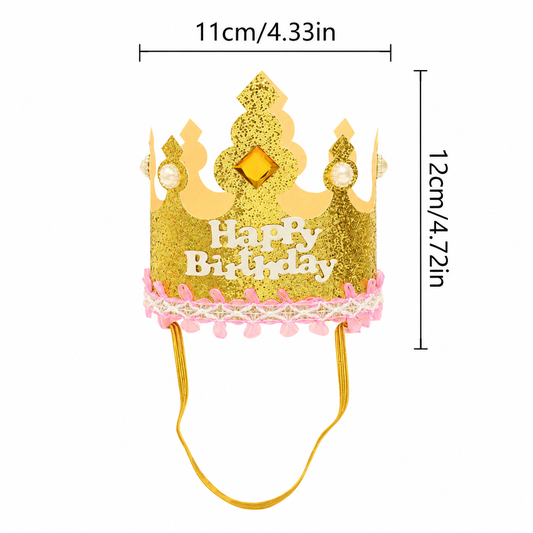 10 Glitter Floral Happy Birthday Crown Headband