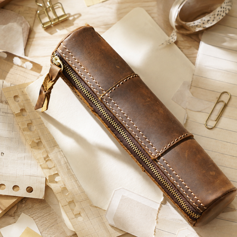 Genuine Leather Vintage Pen Pouch