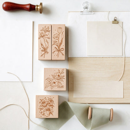 Wildflowers Wooden Rubber Stamp