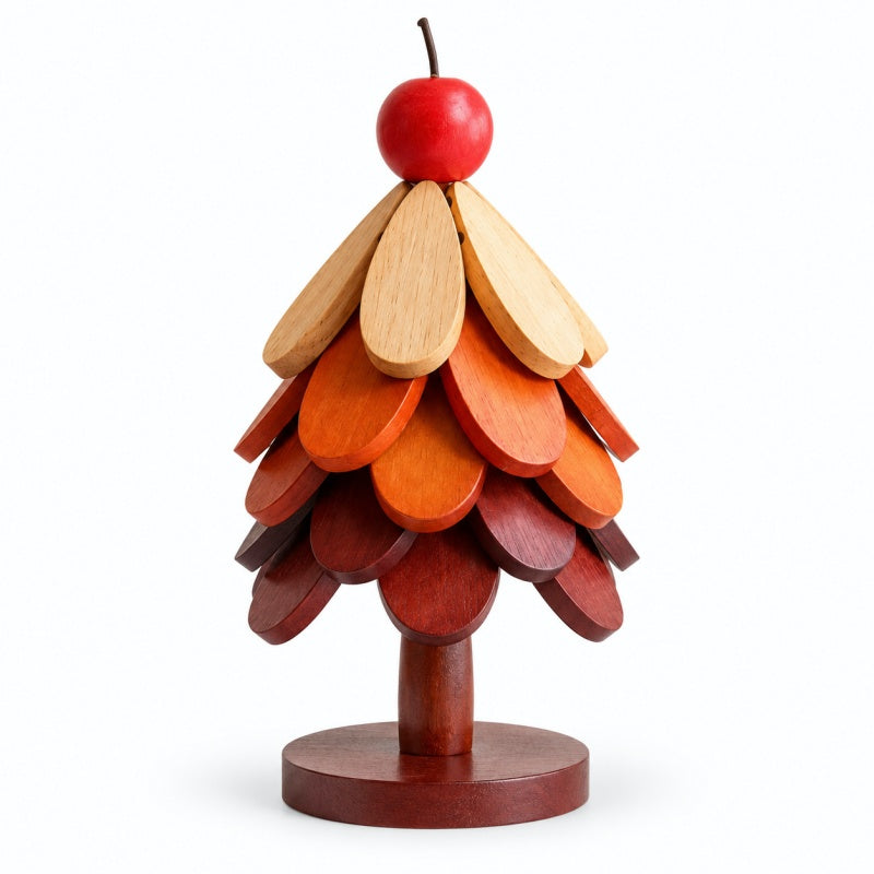 Small Christmas Tree Shaped Wooden Hot Pad Set