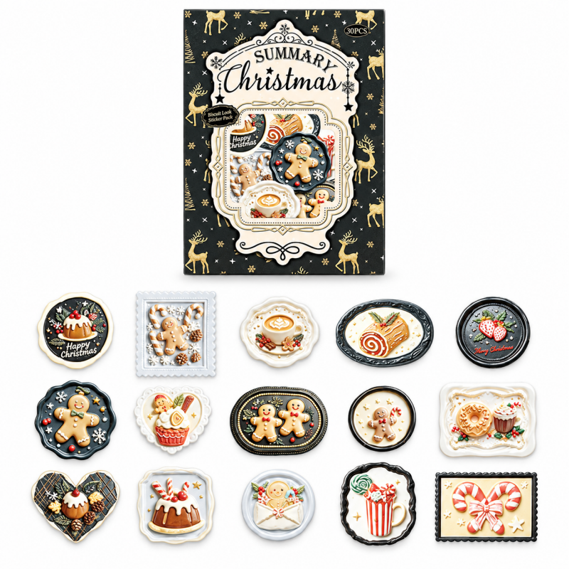 Christmas Label Sticker Pack with Printed 3D Effect