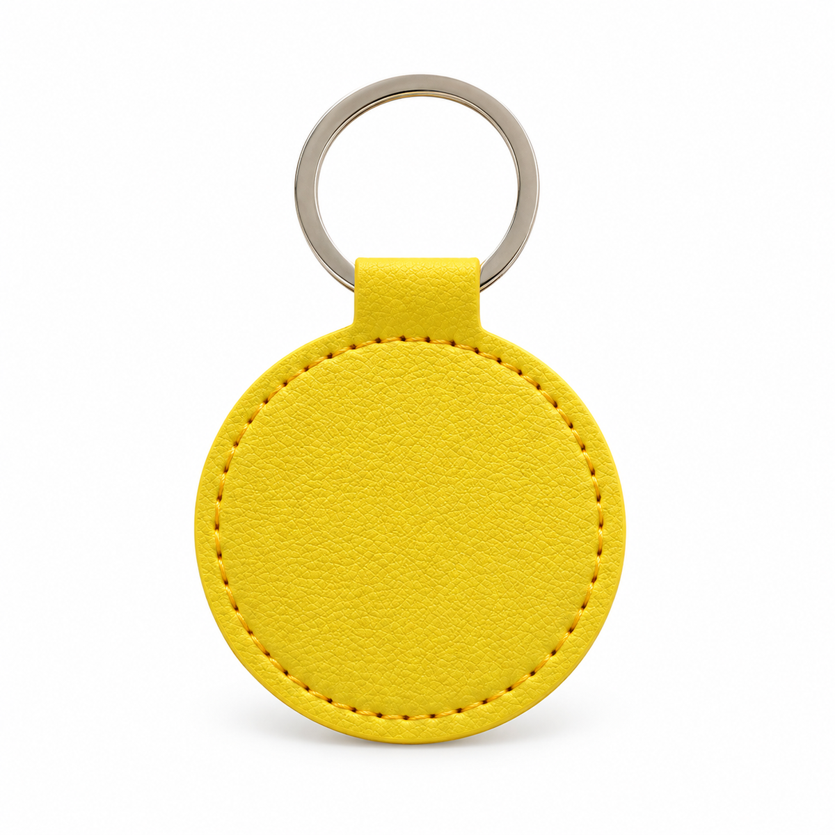 Round PU Leather Keychain