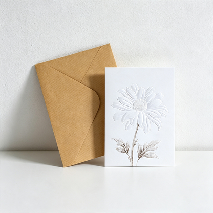3D Embossed Floral Greeting Card with Kraft Envelope
