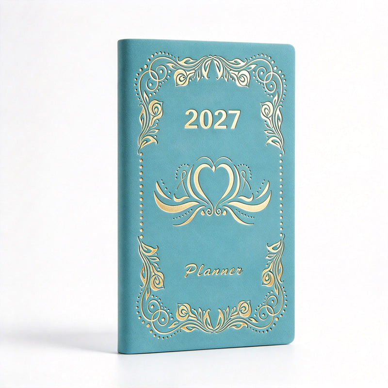 2027 Weekly Planner with Gold-Stamped Soft Leather Cover