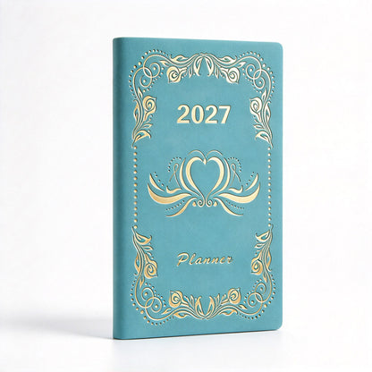 2027 Weekly Planner with Gold-Stamped Soft Leather Cover