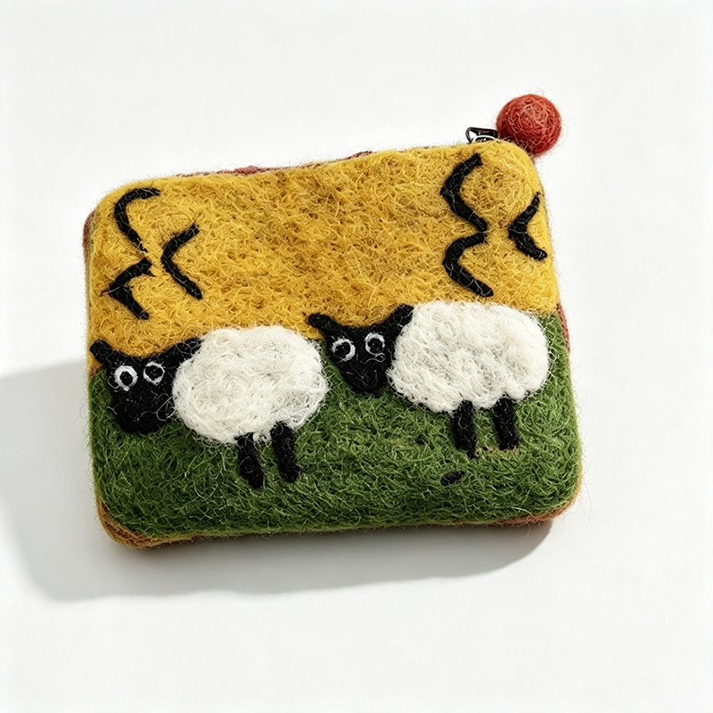 5 Pastoral Sheep Knitted Zip Pouch