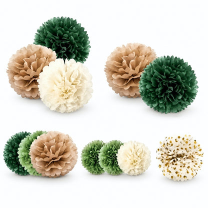 12-Piece Tissue Paper Pom Pom Party Decoration Set