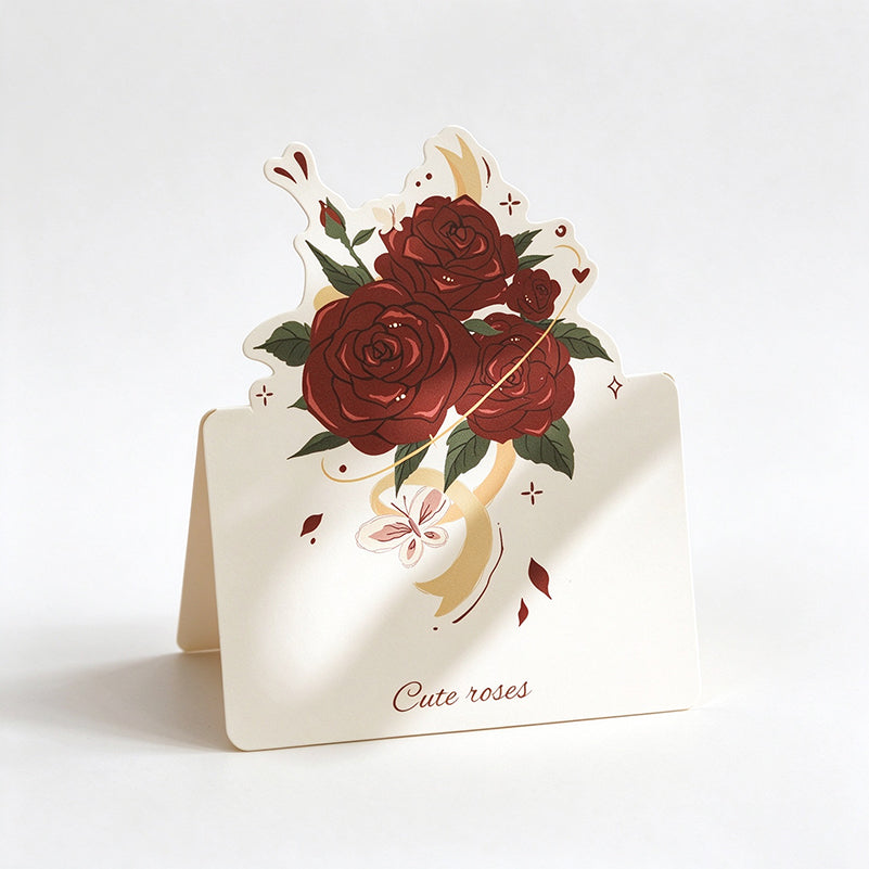 Die-Cut Rose Mini Greeting Cards - Pack of 10