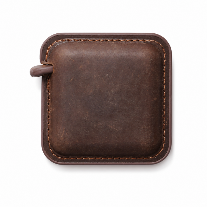 Round Genuine Leather Retractable Tape Measure