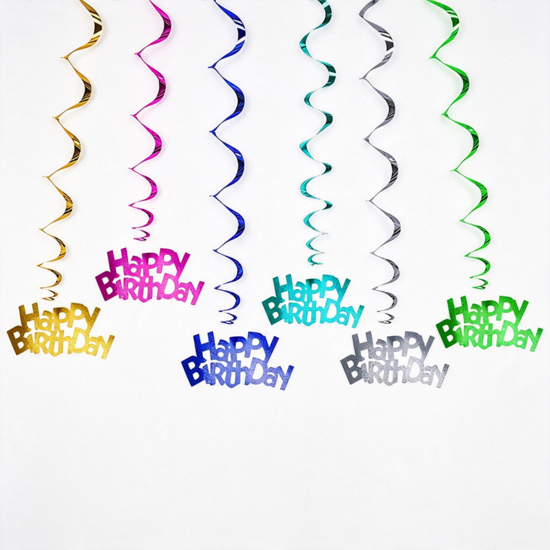 Happy Birthday Hanging Spiral Decorations Set