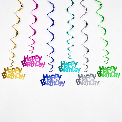 Happy Birthday Hanging Spiral Decorations Set