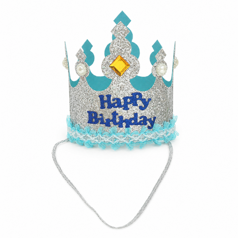 10 Glitter Floral Happy Birthday Crown Headband