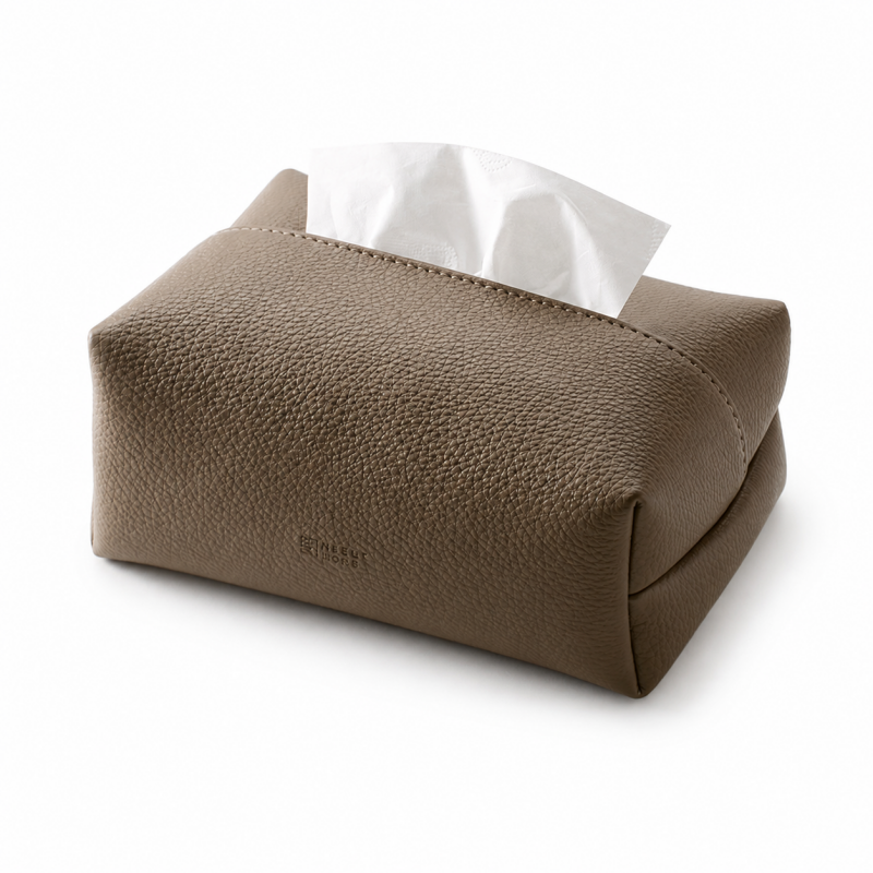Pleated Leather Look Tissue Holder