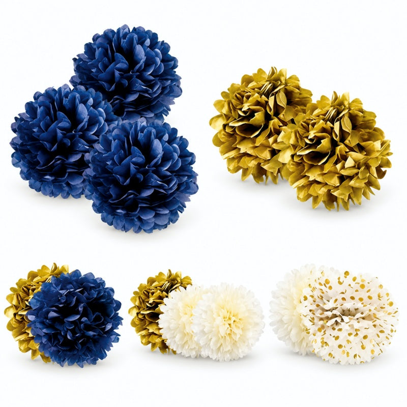 12-Piece Tissue Paper Pom Pom Party Decoration Set
