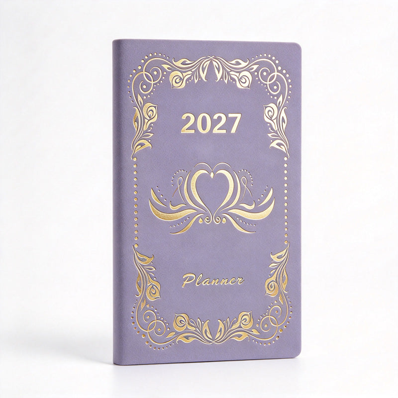 2027 Weekly Planner with Gold-Stamped Soft Leather Cover