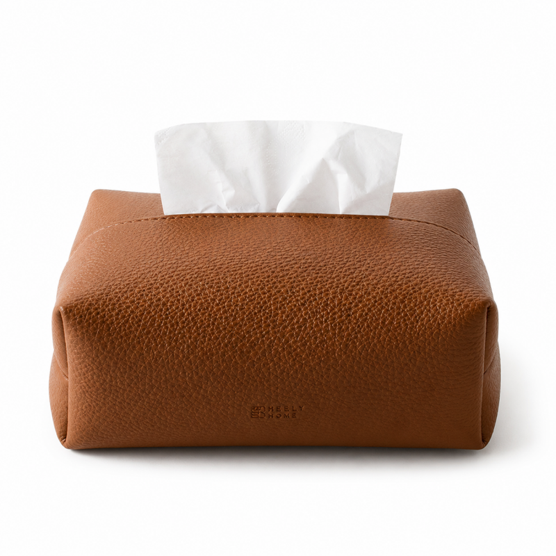 Pleated Leather Look Tissue Holder