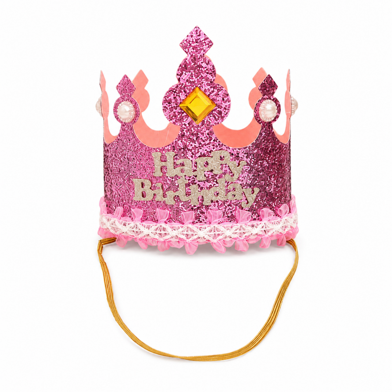 10 Glitter Floral Happy Birthday Crown Headband