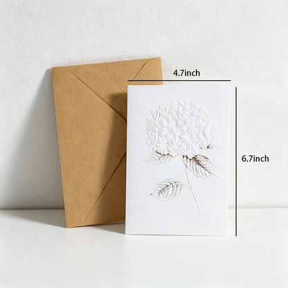 3D Embossed Floral Greeting Card with Kraft Envelope