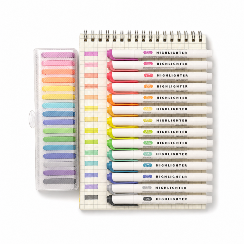 Multicolor Chisel Tip Highlighter Set