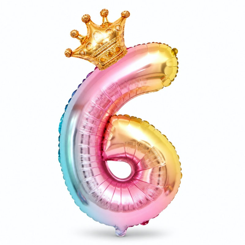 32 Inch Crown Number Gradient Foil Balloon