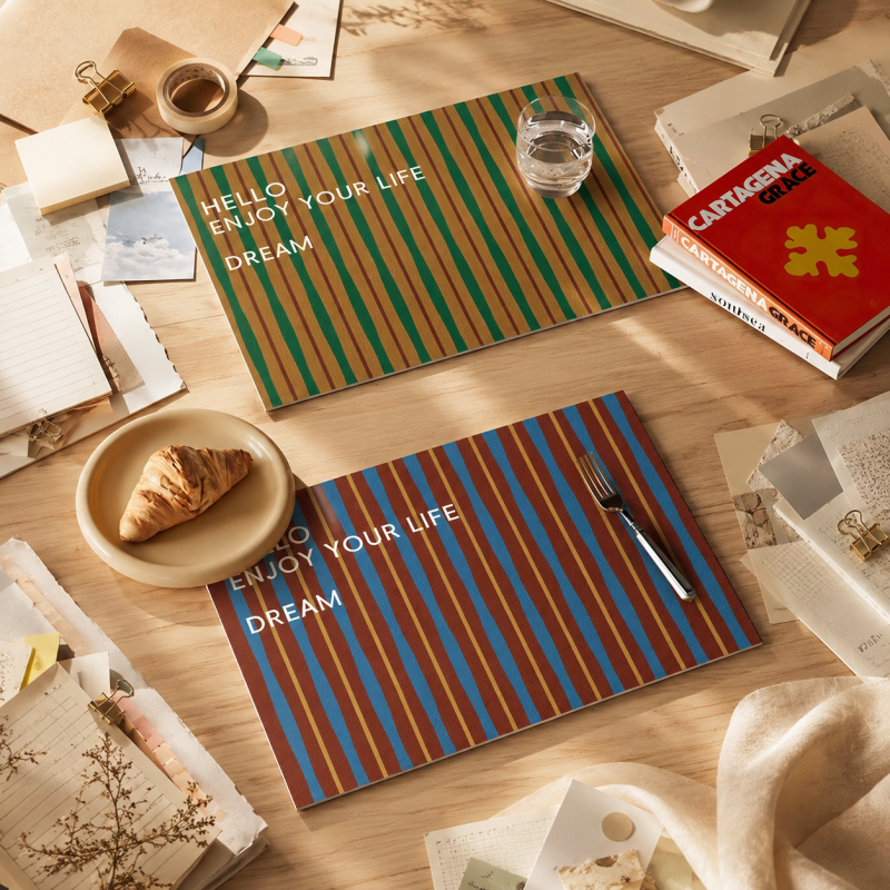Vintage Stripe Leather Placemat