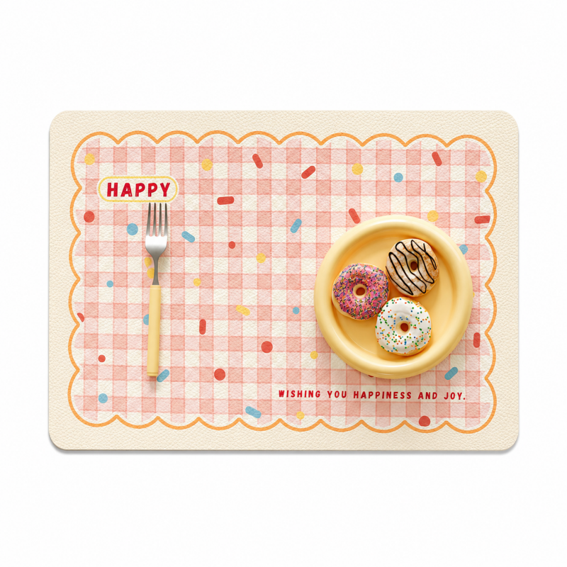 Cream Gingham Waterproof Placemat