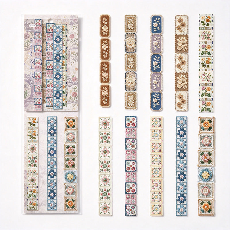 Long Border Stickers with Printed Crochet and Lace Look