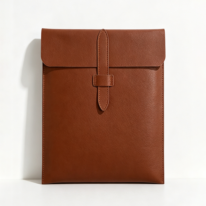 Vertical PU Leather Latch Flap Document Pouch