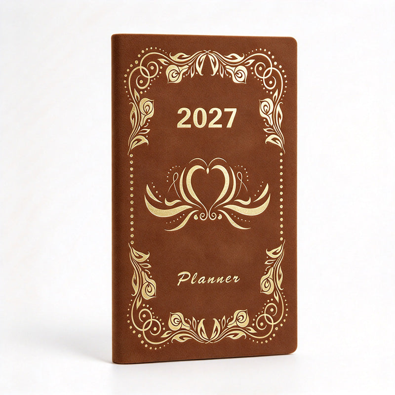 2027 Weekly Planner with Gold-Stamped Soft Leather Cover