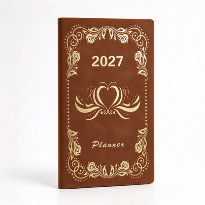 2027 Weekly Planner with Gold-Stamped Soft Leather Cover