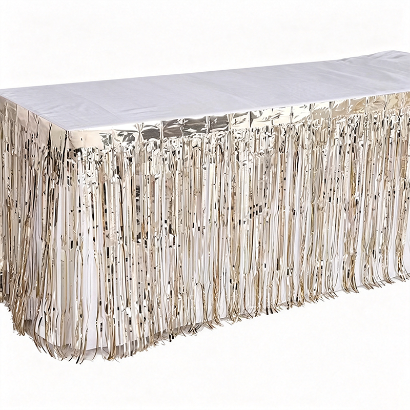 Metallic Foil Fringe Table Skirt
