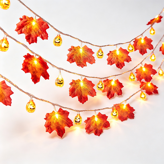 Solid Pumpkin Maple Leaf String Light