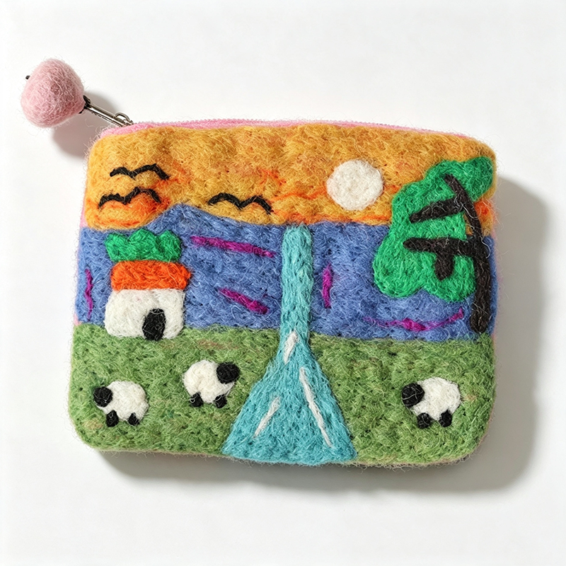 5 Pastoral Sheep Knitted Zip Pouch