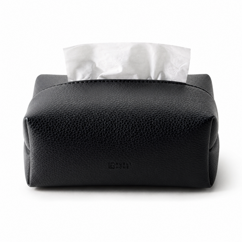 Pleated Leather Look Tissue Holder