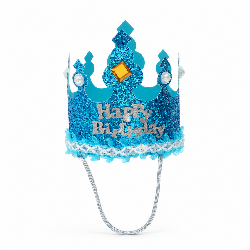 10 Glitter Floral Happy Birthday Crown Headband