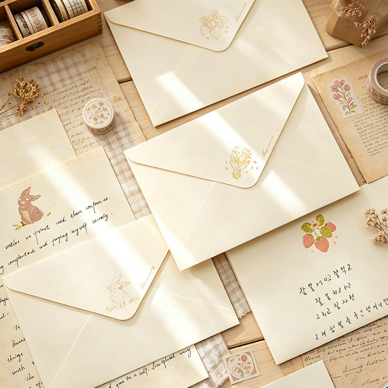 Foil Floral Animal Envelope Set