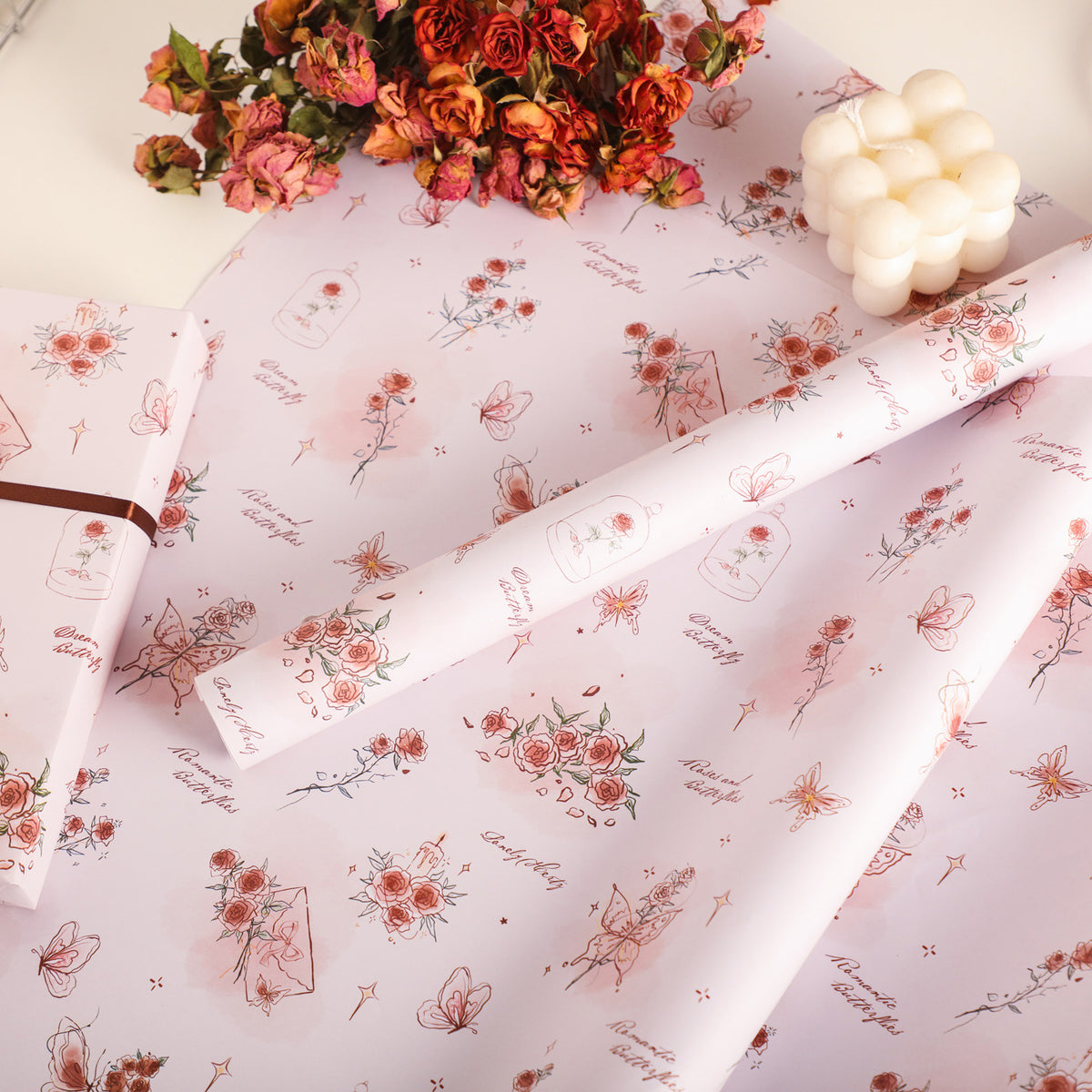 Rose & Butterfly Wrapping Paper
