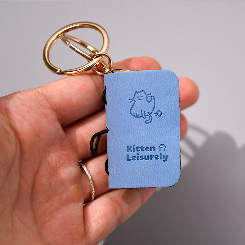 Mini PU Leather Notebook Keychain Pendant