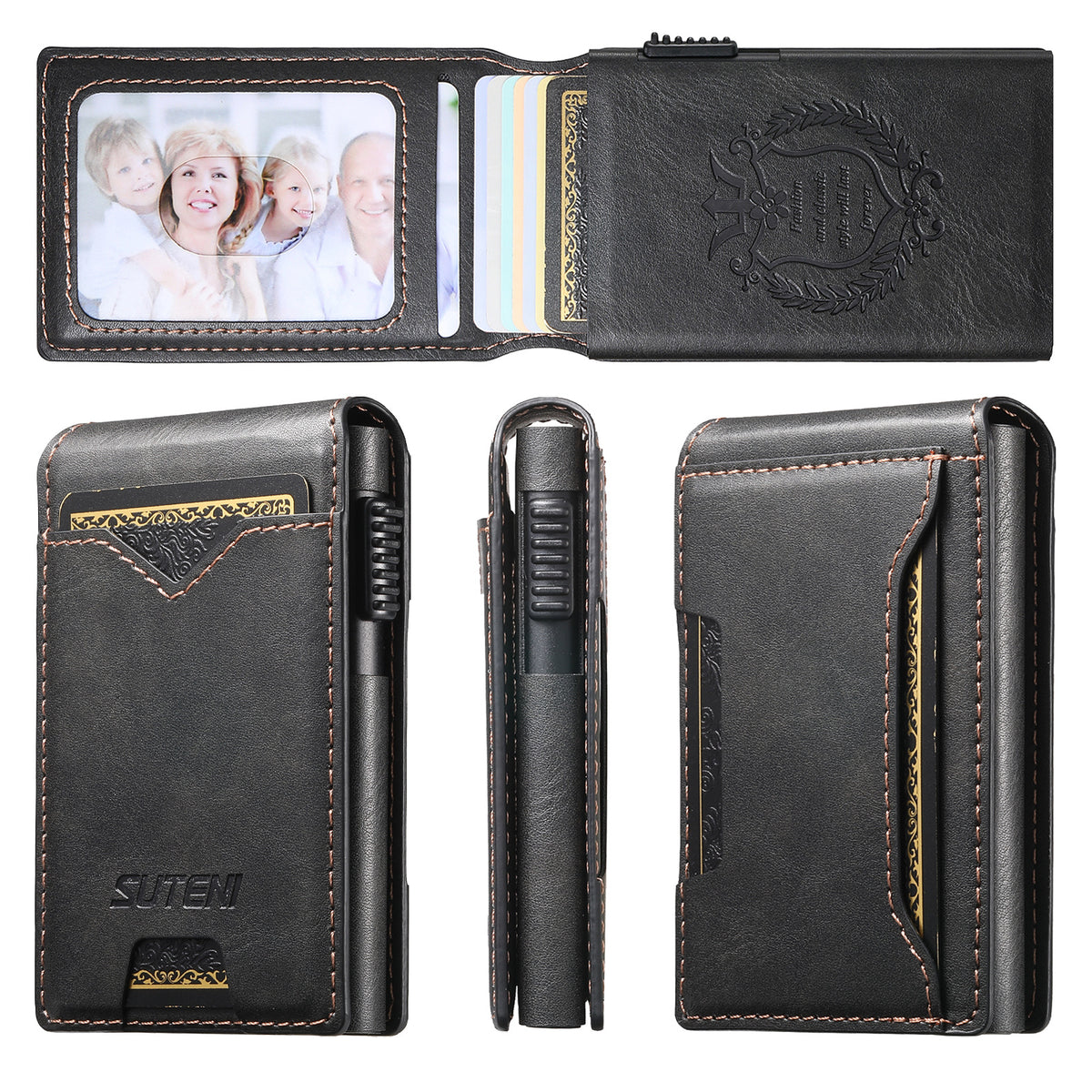 Oil Leather Auto Pop Card Holder